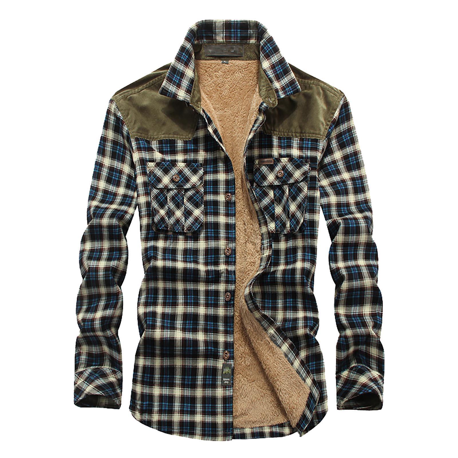 

Мужская повседневная модная клетчатая печать, свободная рубашка с лацканами и длинными рукавами, топы, блузка L синий