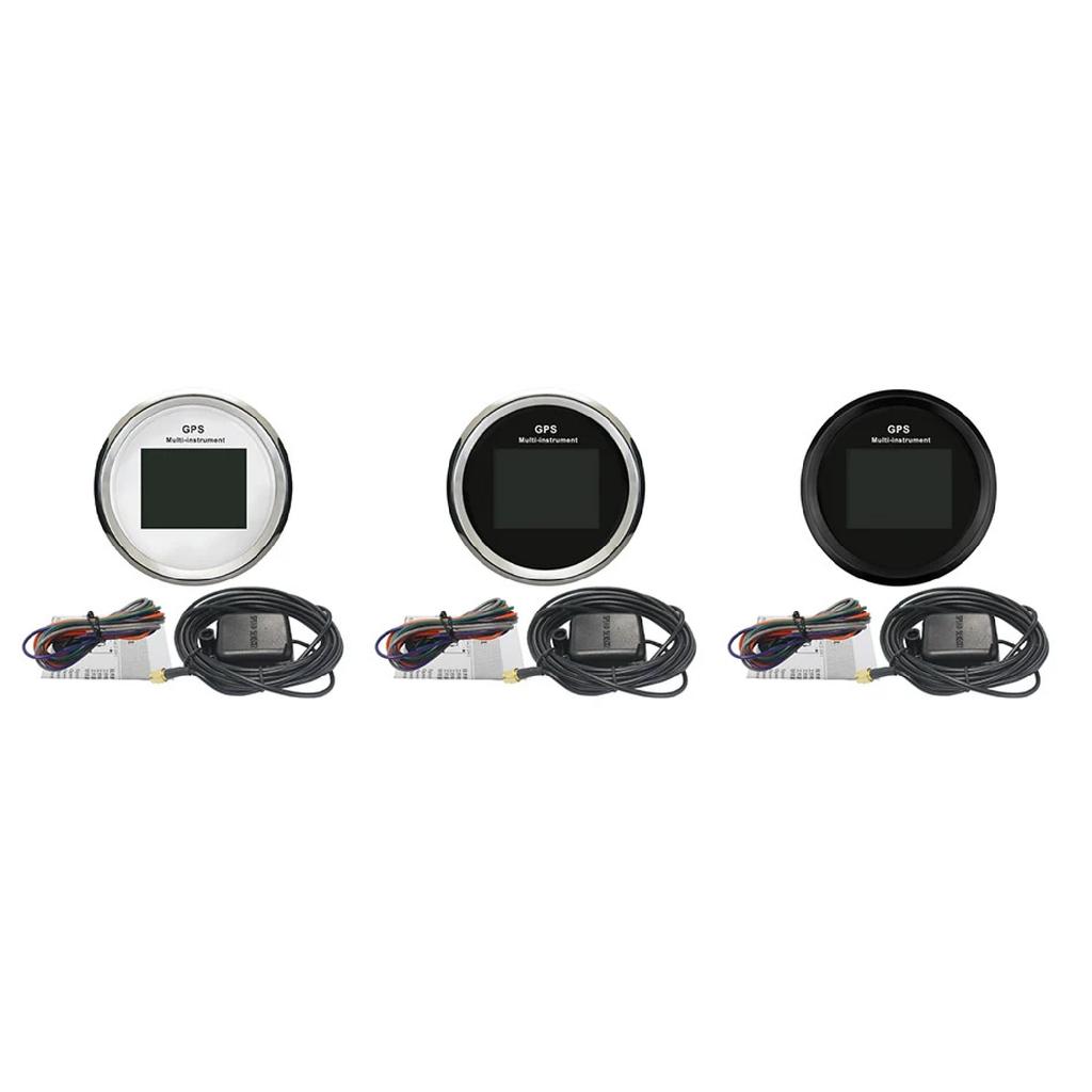 ELING 85mm 10 in 1 Functions Digital GPS Speedometer ODO Tachometer Hours Fuel Voltmeter Water Temp Oil Pressure