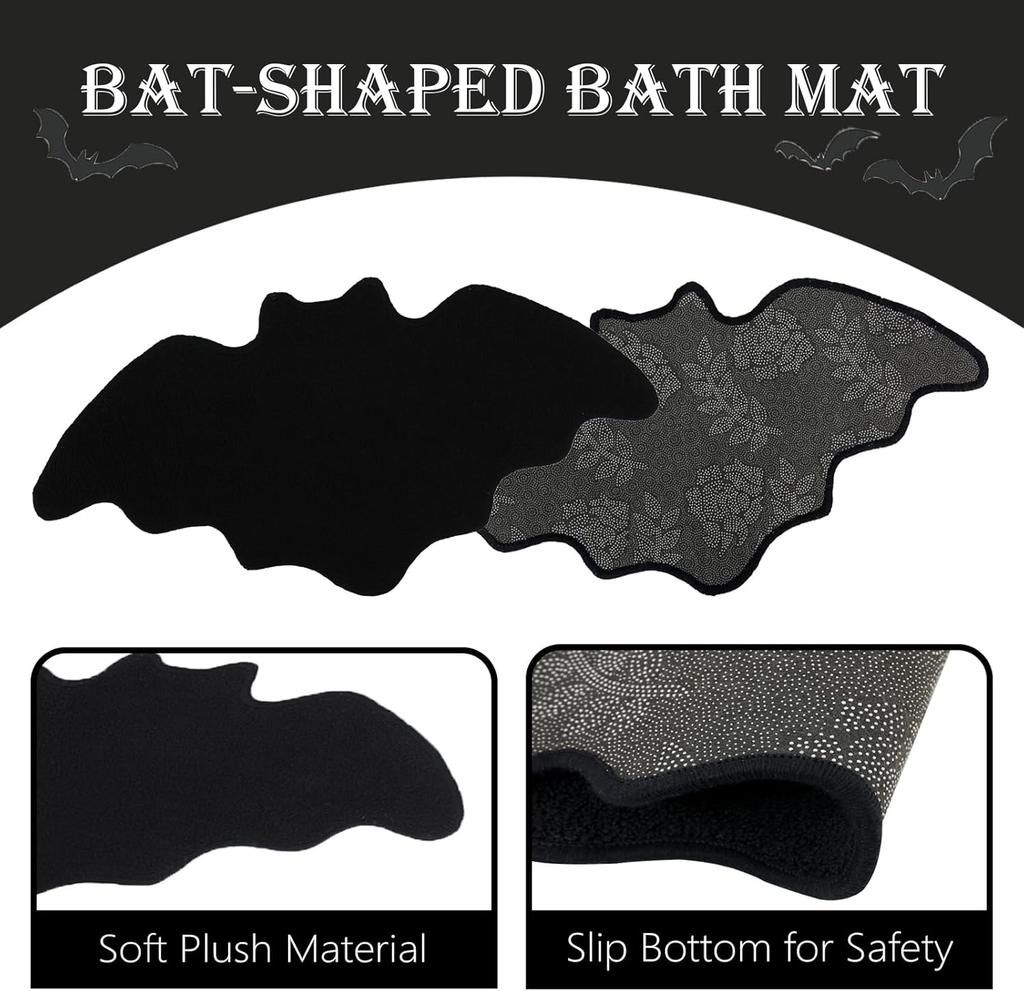 VIKAMA Bat Bathroom Floor Mats Halloween Gothic Soft Non-Slip Entrance Doormat Kitchen Bedroom Rugs Home Decoration