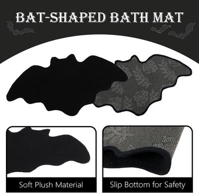 VIKAMA Bat Bathroom Floor Mats Halloween Gothic Soft Non-Slip Entrance Doormat Kitchen Bedroom Rugs Home Decoration