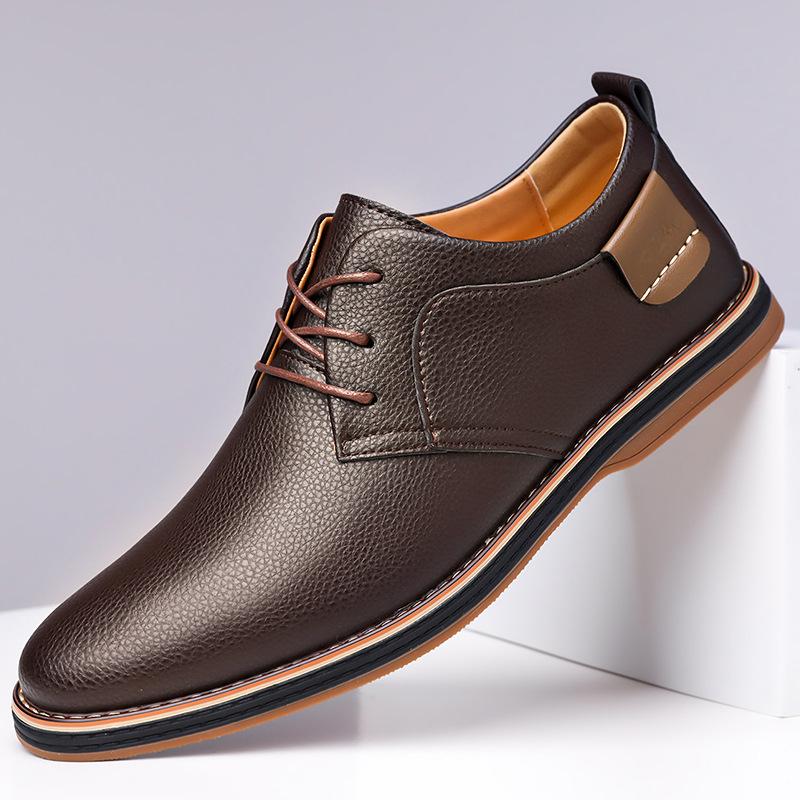 

Leather shoes men s 2025 summer British style casual soft sole retro trend derby shoes 2025 38