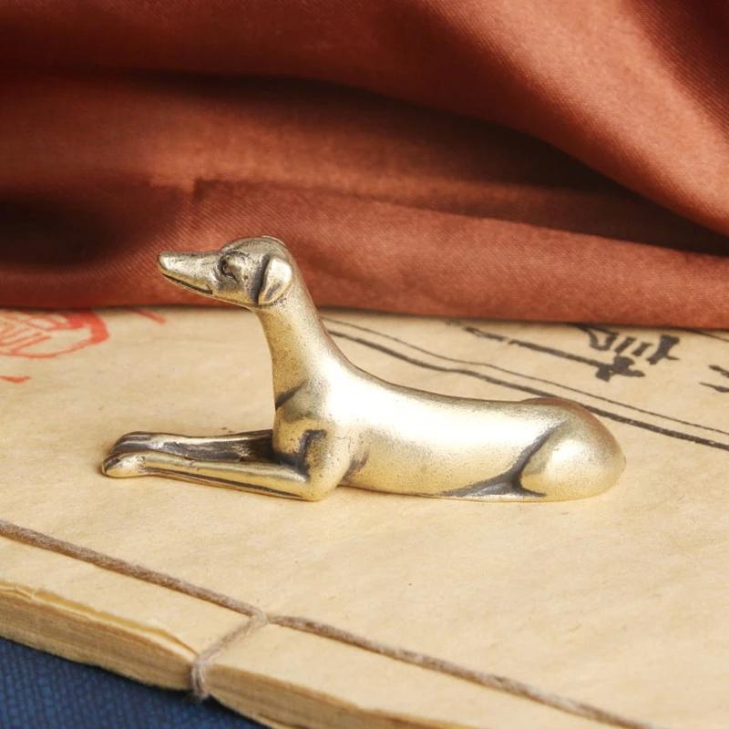 Solid Brass Loyal Dog Desk Ornaments Classic Style Copper Animal Miniatures Figurines Decorations Gift Idea Home Decor Crafts Accessories