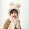 One-Piece Kids Hat Hooded Scarf Plush Infant Beanies Cap Fashion Winter Baby Hat Scarf