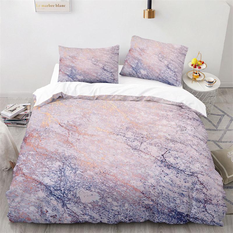 Blue Marble Print Duvet Cover Abstract Geometric Bedding Set King For Girls Kids Teens Microfiber Quilt Cover With Pillowcases