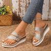 Women’s Buckle Strap Hollow Toe Wedge Slide Sandals