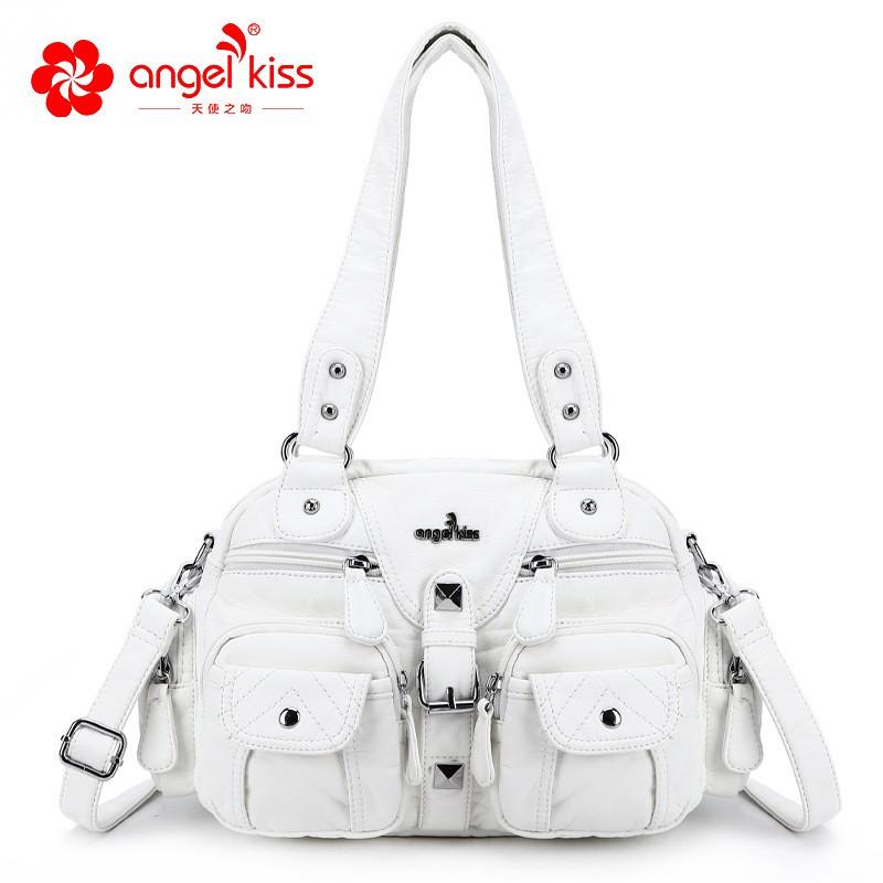 Womens Fashion Shoulder Bag Crossbody Tote Soft PU Pillow With Zipper Multiple Pockets