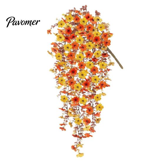 Maintenance Free Greenery Artificial Hanging Fall Flower, Realistic Plastic Cascading Vines Textures Fake Green Leaf Garland Plant, Maintenance-free