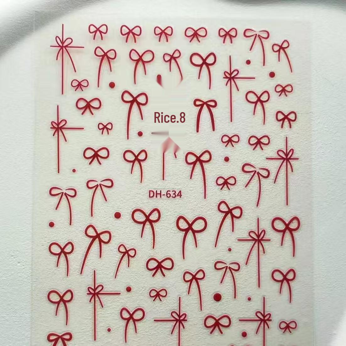 Elegant Red French Bow Nail Stickers - Perfect for Weddings & New Year