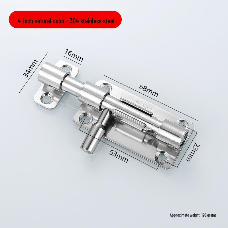 Surface-Mounted 304 Stainless Steel Anti-Theft Door Bolt, No Drilling Needed, for Wooden & Sliding Doors, Thickened Latch