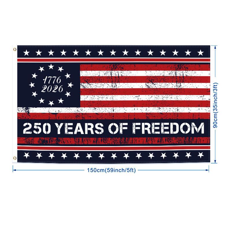Bandiera Commemorativa del 250° Anniversario della Nascita dell'America Striscione Patriottico USA per il Giorno dell'Indipendenza Regalo da Collezione Storica 90x150cm