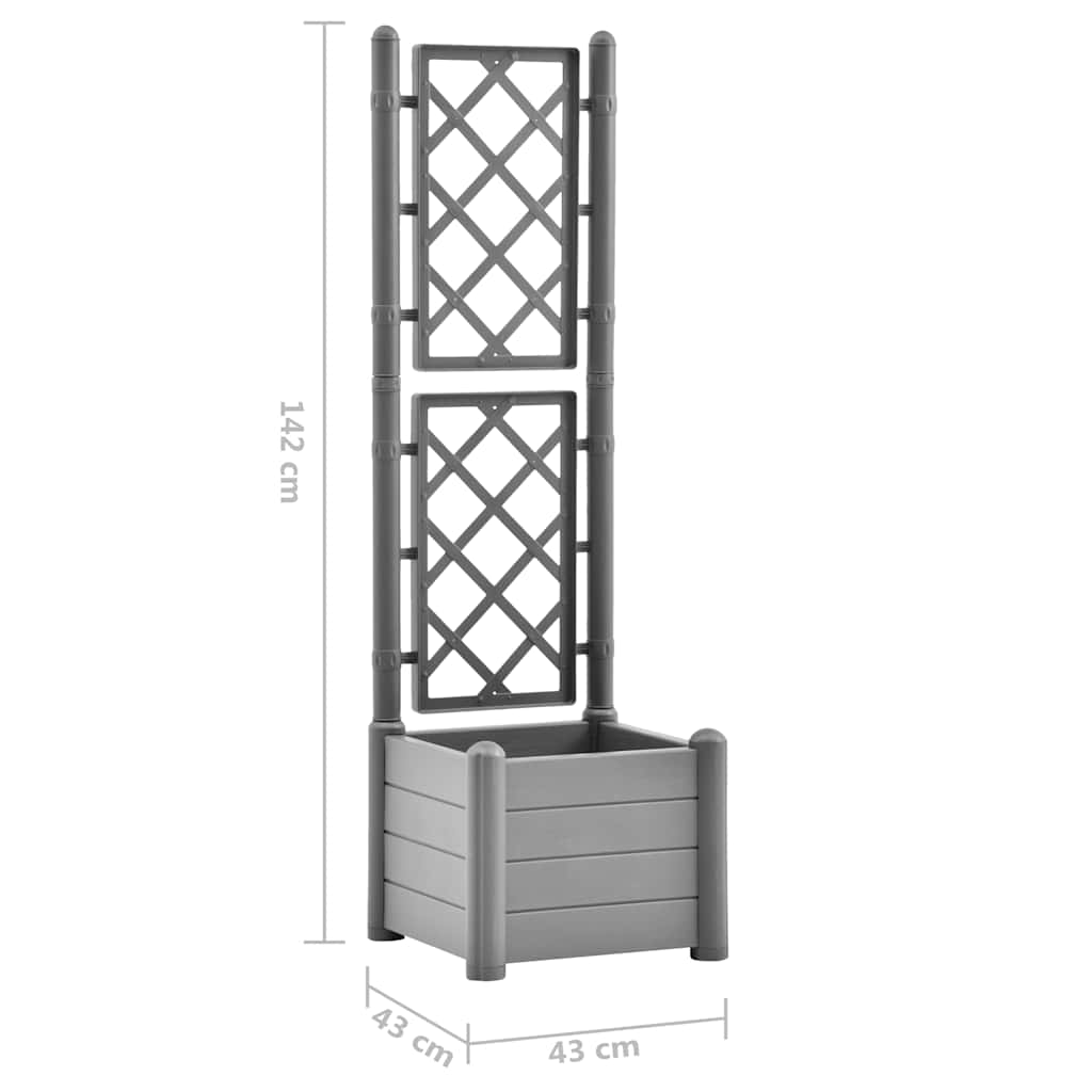 Planter with Trellis 43x43x142 Cm PP Stone Green