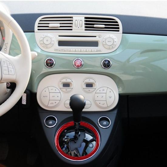 Bright Red Carbon Fiber Center Automatic Gear Shift Circle For Fiat 500 12-15