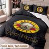 Guns N’ Roses Printed Bedding Set Custom Name Text 1 Duvet Cover 2 Pillowcases For Bedroom