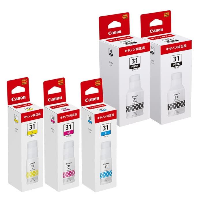 

Genuine Canon Ink Bottles of 4 GI-31 (Set 5, Colors) (GI-31BK x2, GI-31C, GI-31M, GI-31Y)