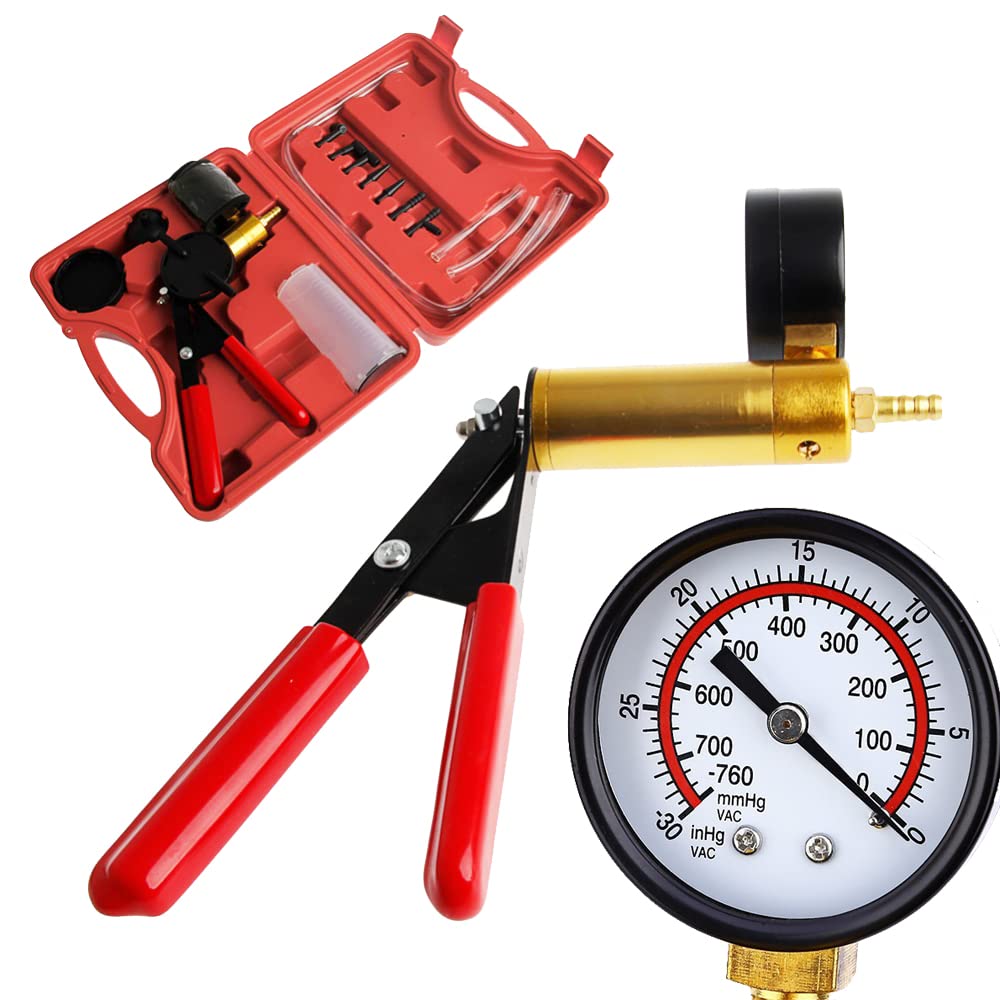17-Piece Manual Vacuum Pump Set, Brake Fluid Change, Bleeder Tool, Vacuum Pistol Pump Tester Kit