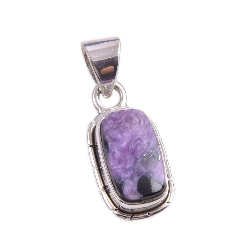 Natural Charoite Gemstone Handmade 925 Solid Sterling Silver Pendant 1.25'' b7t56