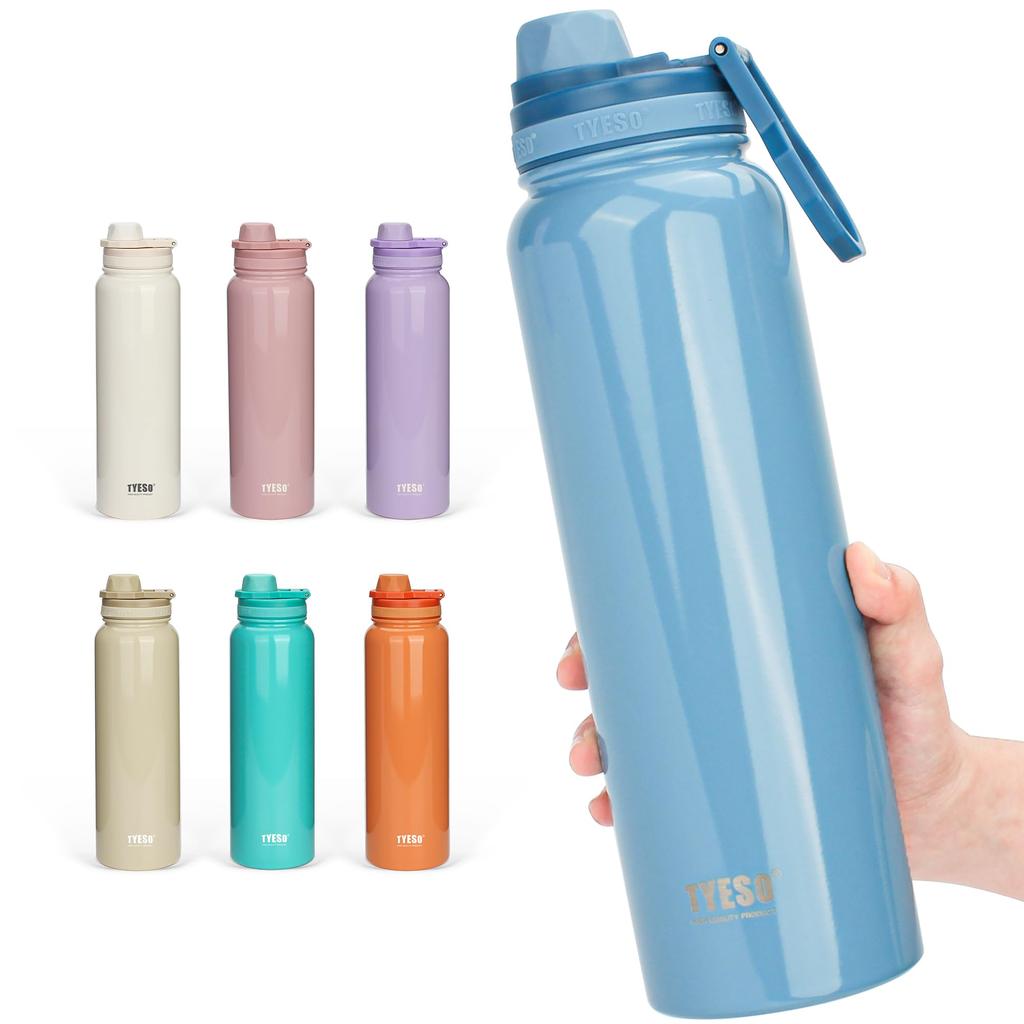 TYESO Vacuum Insulated Sports Water Direct Wide with for Adults and Available in 8 Colors Bottle, 1050ml/1200ml, Insulated, Drinking, Mouth, Handle,
