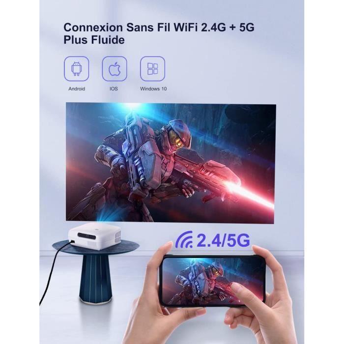Vidéoprojecteur 5G WiFi Bluetooth Full HD 1080P, 9800 Lumens WiMiUS Projecteur 4K Supporté Correction Trapézoïdale 6D Auto Avec 4
