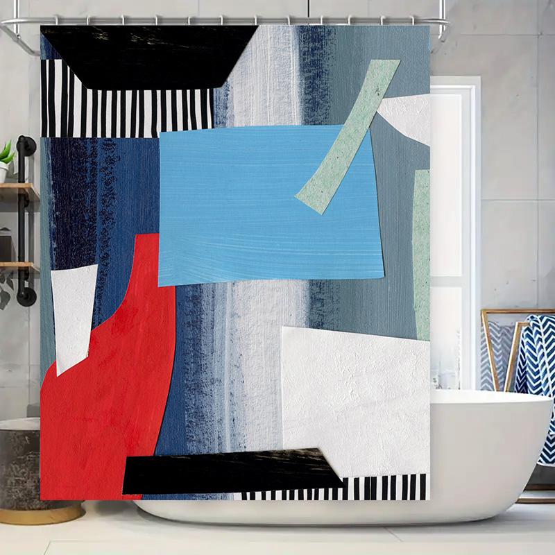 

Modern Colorful Abstract Shower Curtain Polyester Water-Resistant Bathroom Decor Customizable Size Available Bathroom Decor W60H190(CM)-1 Pcs