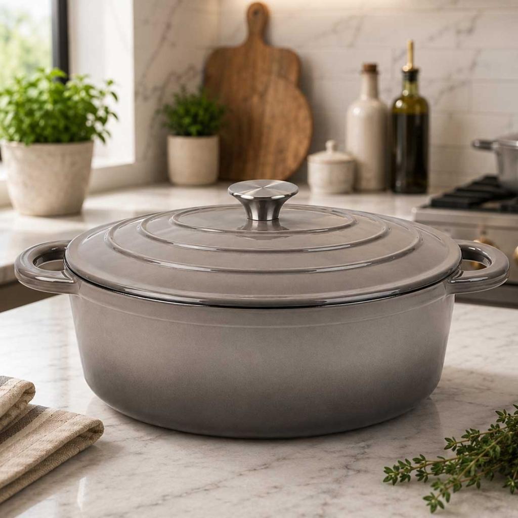 ENAMELED CAST IRON ROASTER 33cm 6.4L GREY 7723