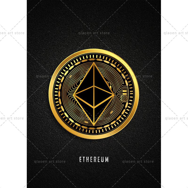 Abstract Golden Bitcoin Monero Cardano Canvas Painting Nordic Modern Wall Art Poster Print Pictures for Room Interior Home Decor