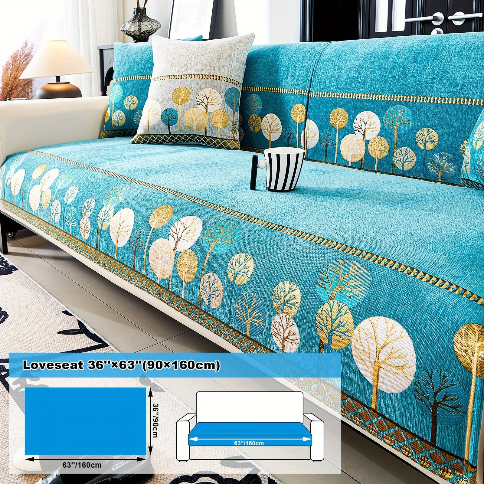 

1 шт. Чехол для дивана из шенилла в стиле бохо, чехол для дивана с геометрической вышивкой, защитный чехол для мебели, для спальни, офиса, гостиной, домашнего декора 90*160CM зелёный