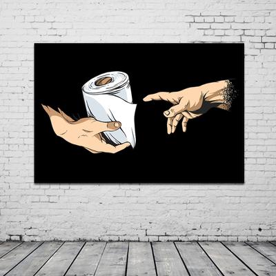 Interesting Toilet Hand Poster Wall Art Picture Web Paper Canvas Print Toilet Bathroom Room Family