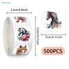 500pcs/Roll Watercolor Floral Horse Stickers- 20mm Round Adhesive Labels for Scrapbooking, Journaling & Crafts