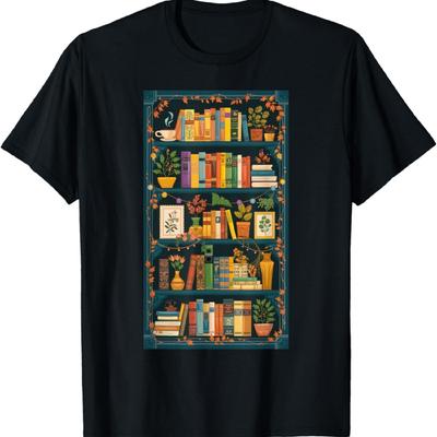 Blatt Bücherregal Bücherwurm Ast Gemütlich Blume Lustiges T-Shirt