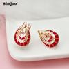SIMJOO Rose Gold Earrings Ladies Temperament Simple Red Painting Oil Earrings