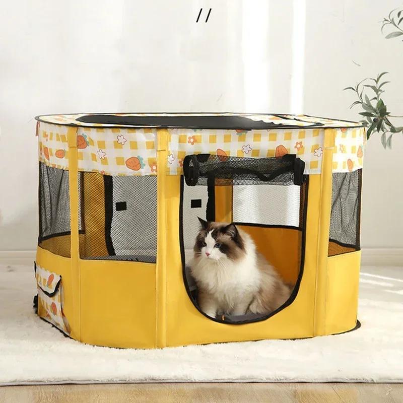 Foldable Pet Playpen - Portable Cat Delivery Room Tent Indoor Outdoor Dog Kennel Crates Pet Birthing Center Essential Supplies