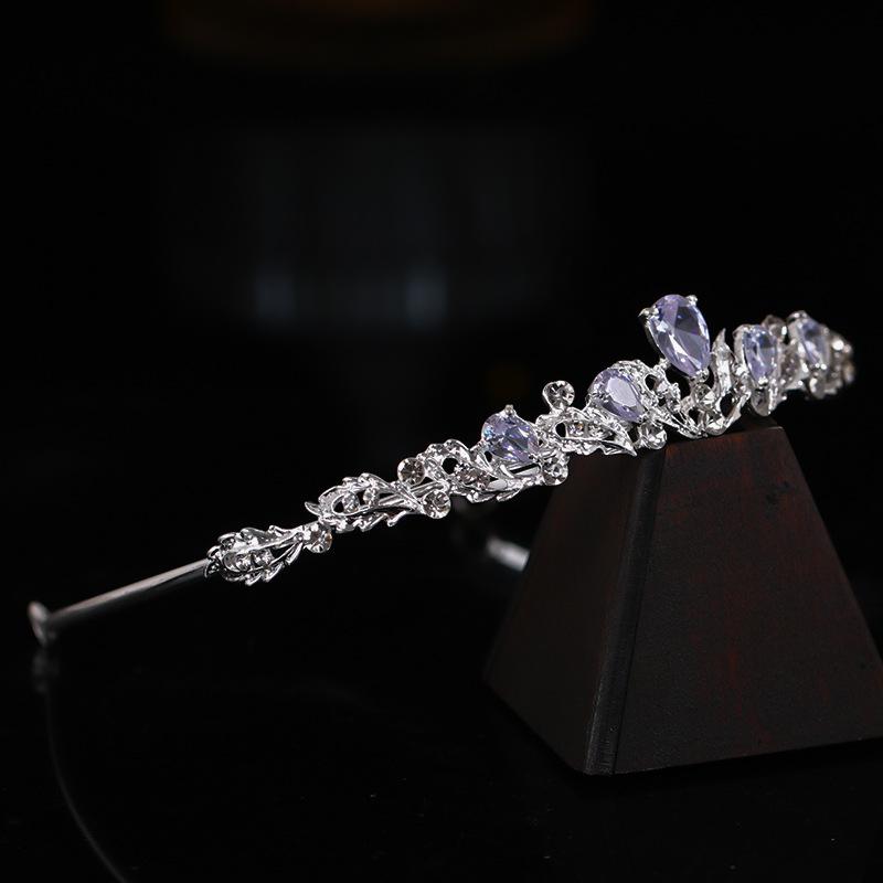 Silver Zirkon Brudtiara Kristall Bröllopskrona Mode Huvudprydnad Strass Håraccessoar för Kvinnor Födelsedagskalas