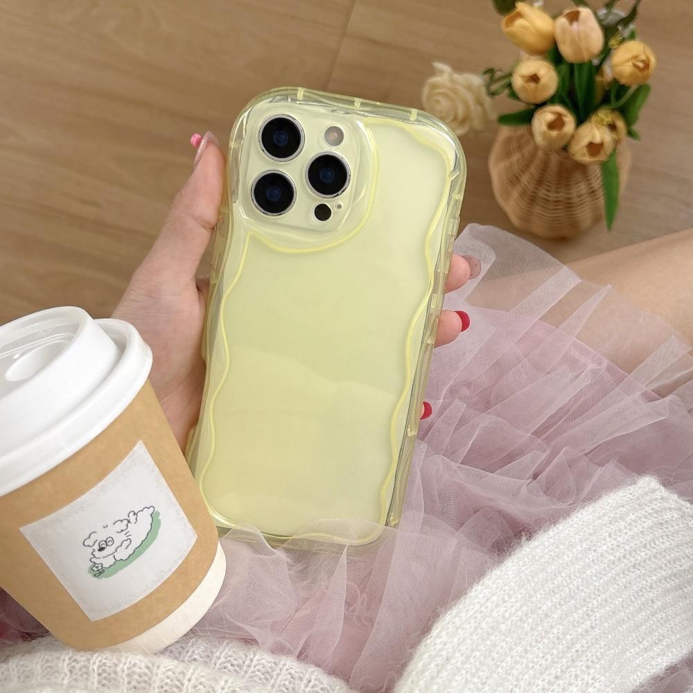 Transparent Candy Color Wave Case for For Iphone 16 1 14 Pro Max Plus 13 12 11 Curly Border Clear Soft Ultra Slim Shockproof Cover