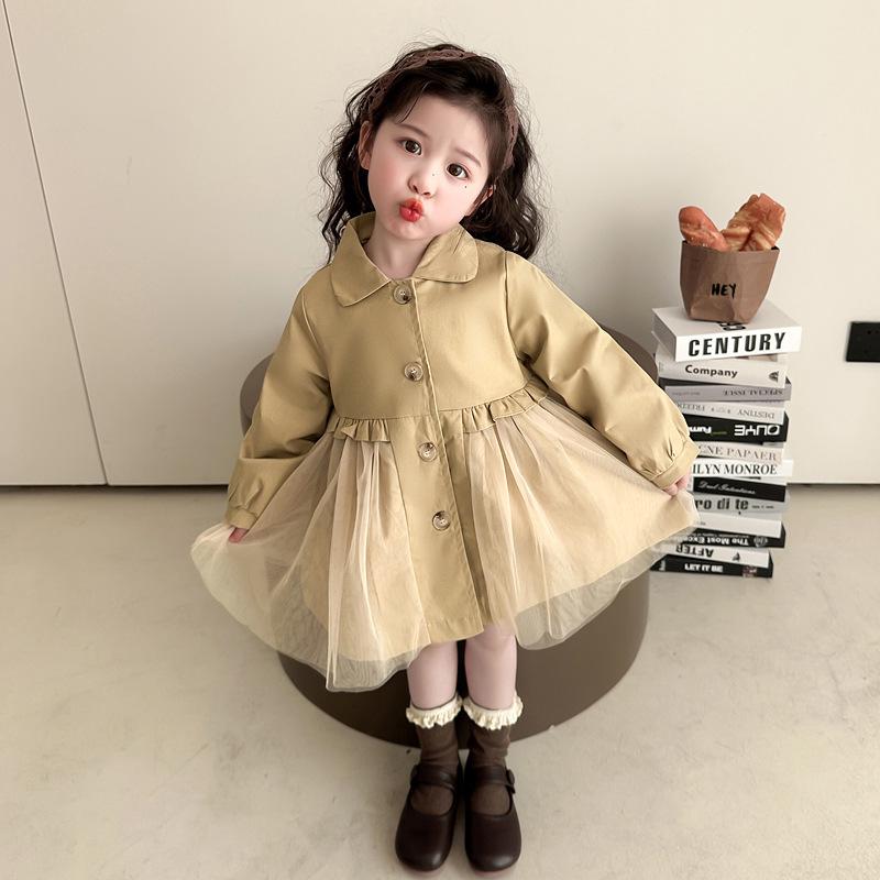 

Стильный демисезонный тренч для девочек 2025 100 cm хаки