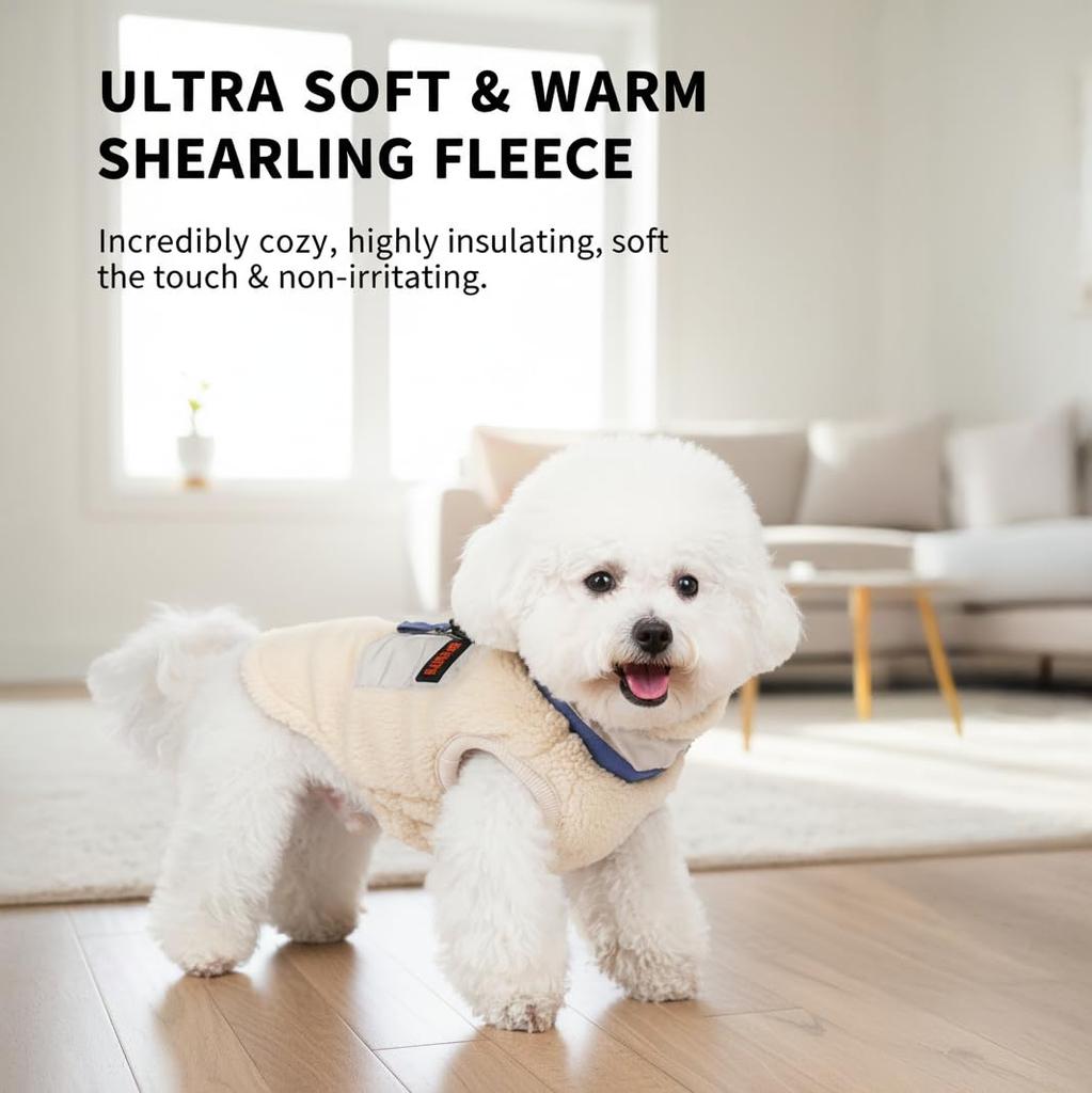 Polarowa kamizelka dla psa z zamkiem na plecach i D-ringiem – miękka ciepła kurtka dla zwierząt domowych na zimowe spacery, lekka termiczna kamizelka dla psów małych i średnich