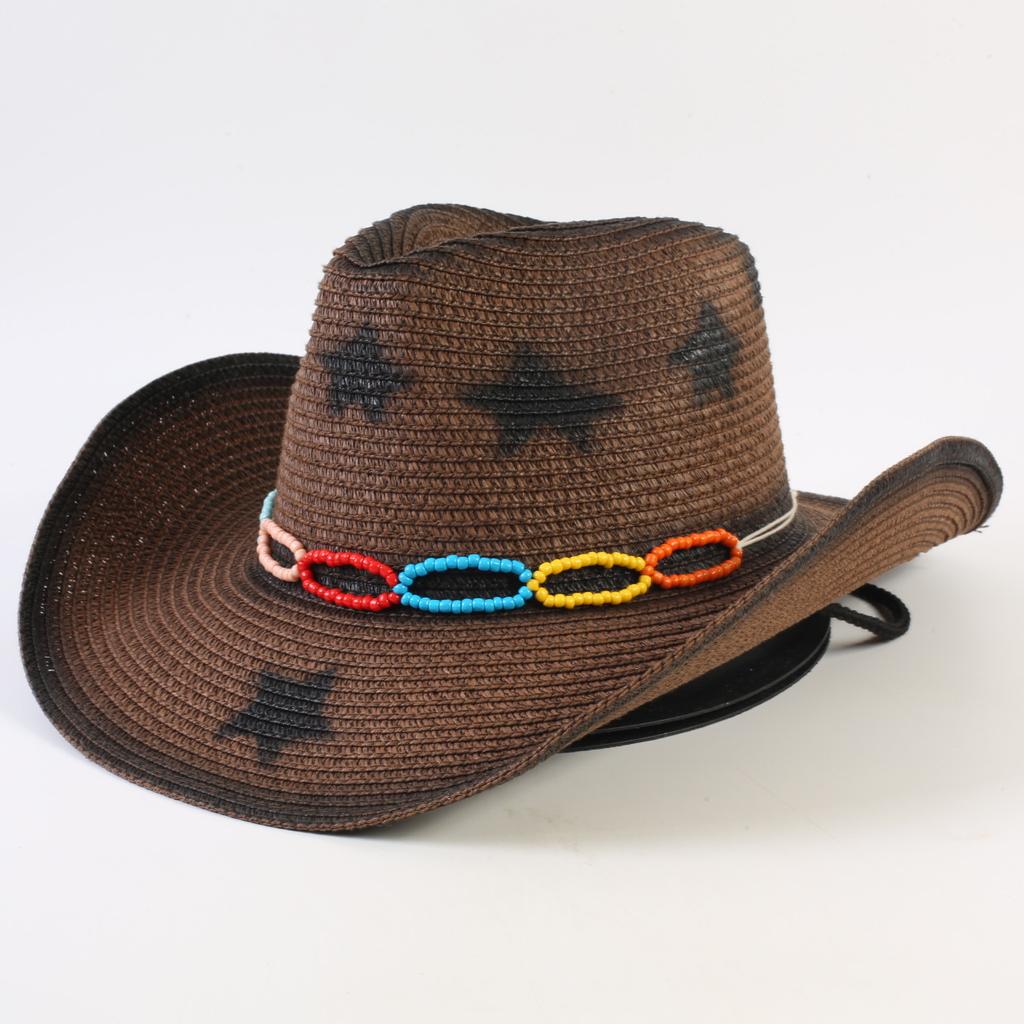 Popular Western Cowboy Straw Hat Men's and Women's Fashion Shade Straw Hat Classic Outdoor Western Cowboy Hat