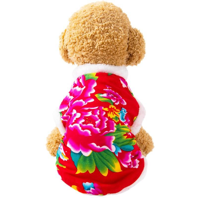 Cat Winter Clothes Pet Tang Clothes Autumn and Winter Teddy Chinese New Year and Winter Thickened Warm Cotton-padded Clothing