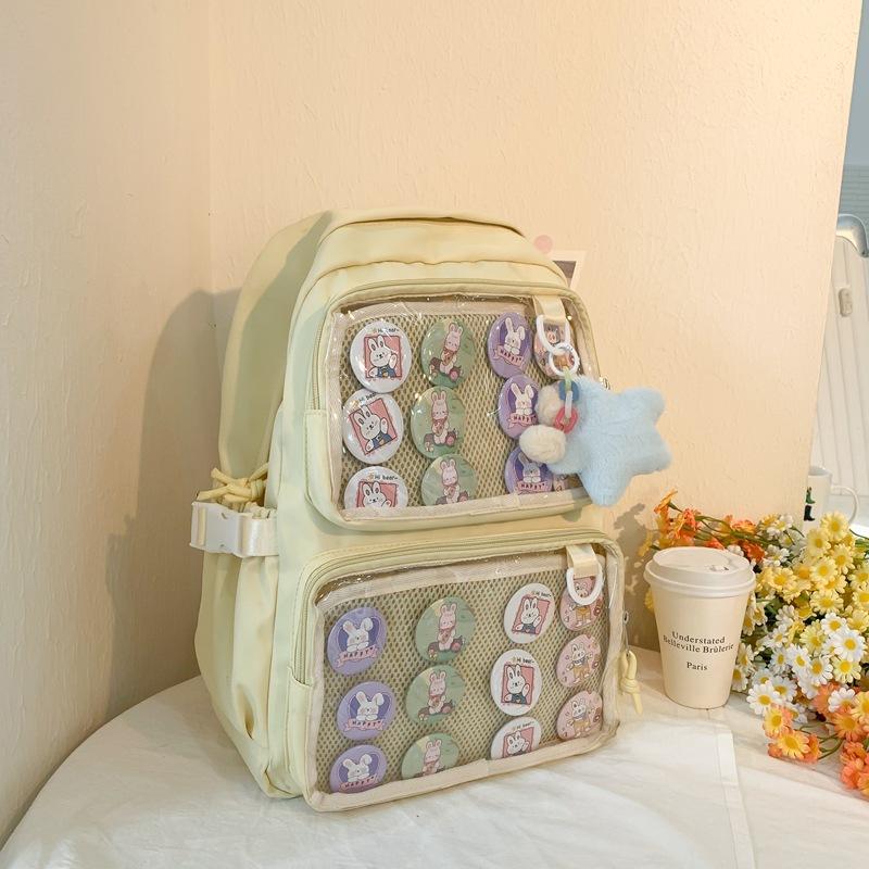 Large Capacity Transparent Backpack College Style Primary and Secondary School Students DIY Decorative High Value Backpack