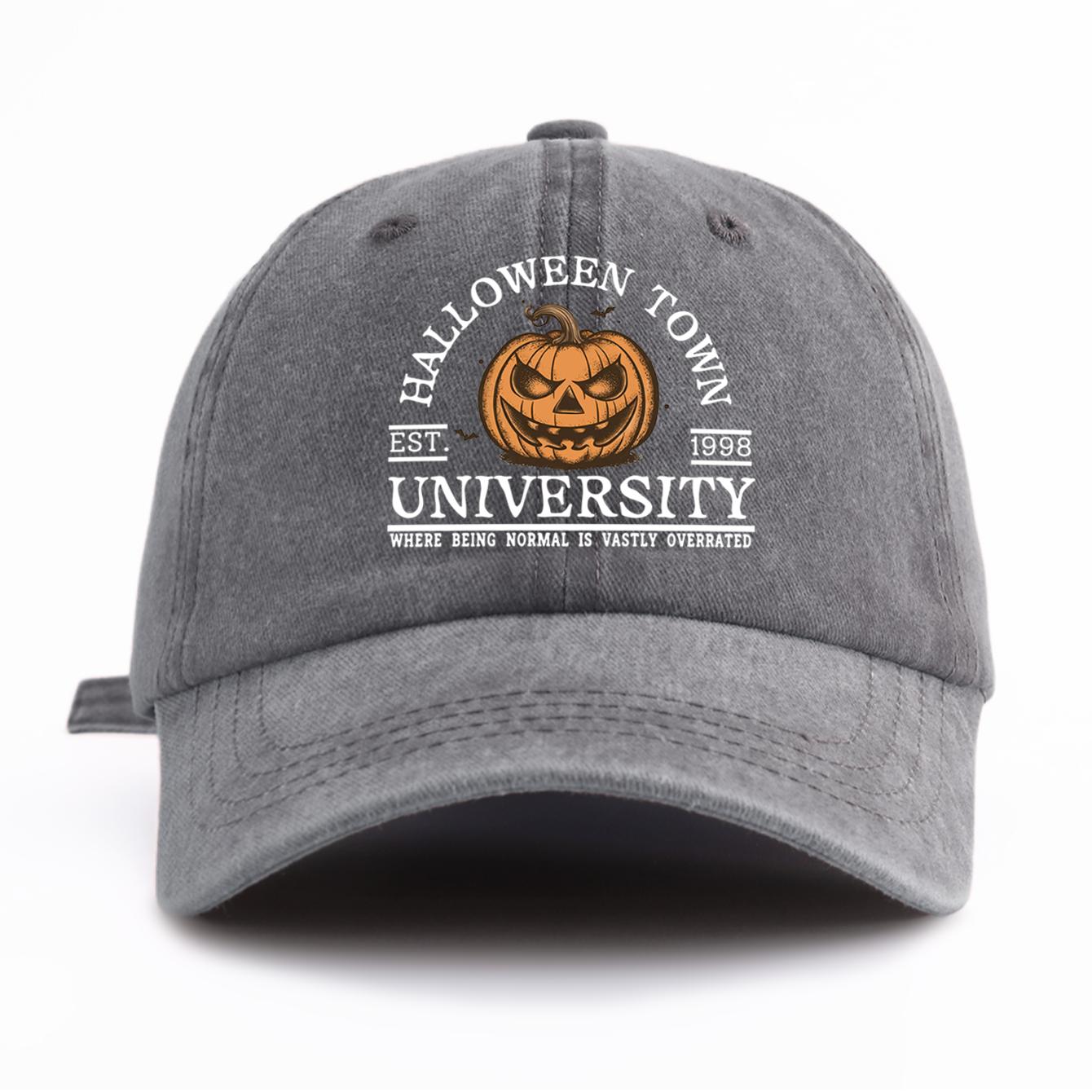 

1pc Halloween Print Washed Baseball Cap for Adults, Minimalist Retro Style Casual Soft Adjustable Dad Hat, Perfect As Gift серый