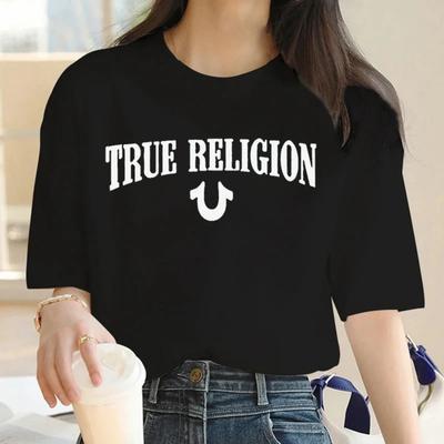 2025 True Religion Dames T-shirt Korte Mouw Katoenen T-shirts Luxe Merk T-shirt Mannen Vrouwen Hoge Kwaliteit Y2k Tops Streetwear