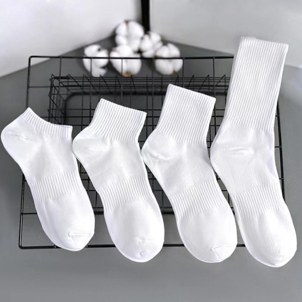 4/6 Pairs Solid Colour Socks Black White Multiple Style Soft Breathable Sports Ankle Men's Women's Summer Autumn Business Socks