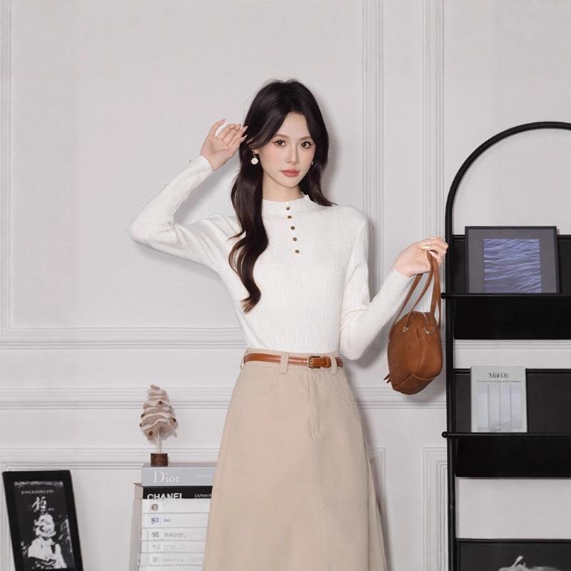New Style Autumn and Winter New Fashion Versatile Temperament Bottoming Sweater Sweater Gentle Slim Slim Long Sleeve Top