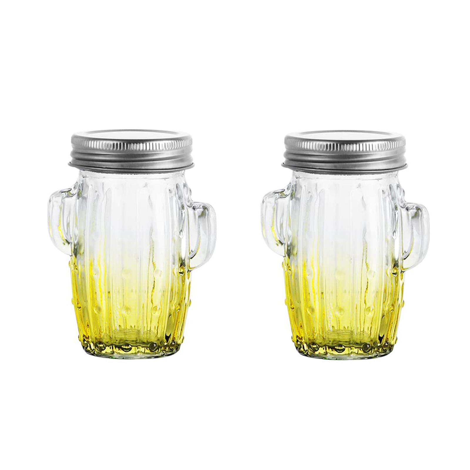 

2 шт. Стаканы в форме кактуса, 13 унций, стеклянные банки Мейсона, стаканы в форме кактуса, симпатичные стаканы, стакан для сока, подходят для пикников 301-400ml