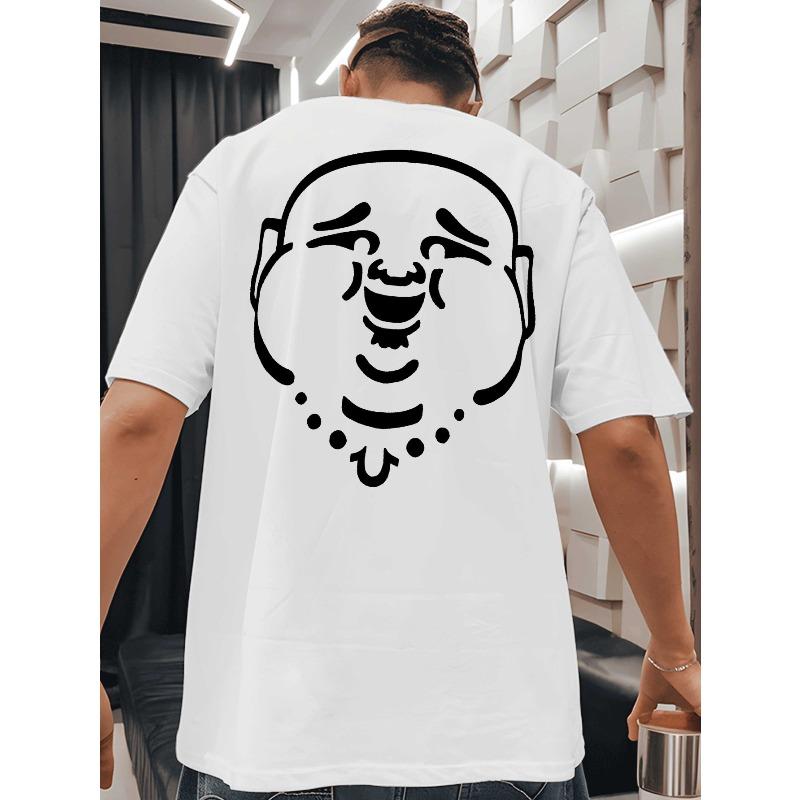 

Мужская футболка большого размера Будда Майтрейя. Классическая универсальная футболка с круглым вырезом и принтом на спине. Незаменимая мужская летняя одежда для баскетбола, спортзала 2XL белый