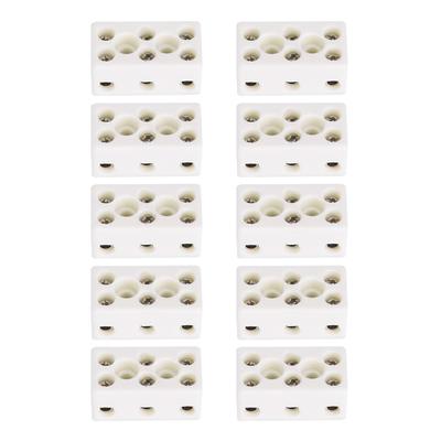 10 pezzi Morsettiera Ceramica a 3 Vie 24A Connettore per Fili Resistente alle Alte Temperature