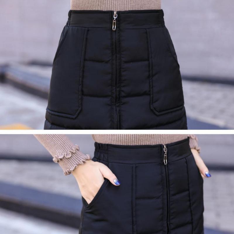 Down Cotton Skirt Women Autumn Winter New High Waist Medium Length Thickened Cotton Short Skirt
