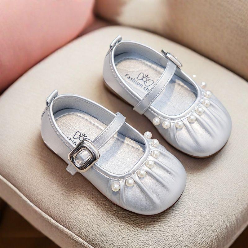 2026Spring new style pearl girls' French Mary Jane shoes, soft-soled ballet granny shoes, trendy little princess shoes