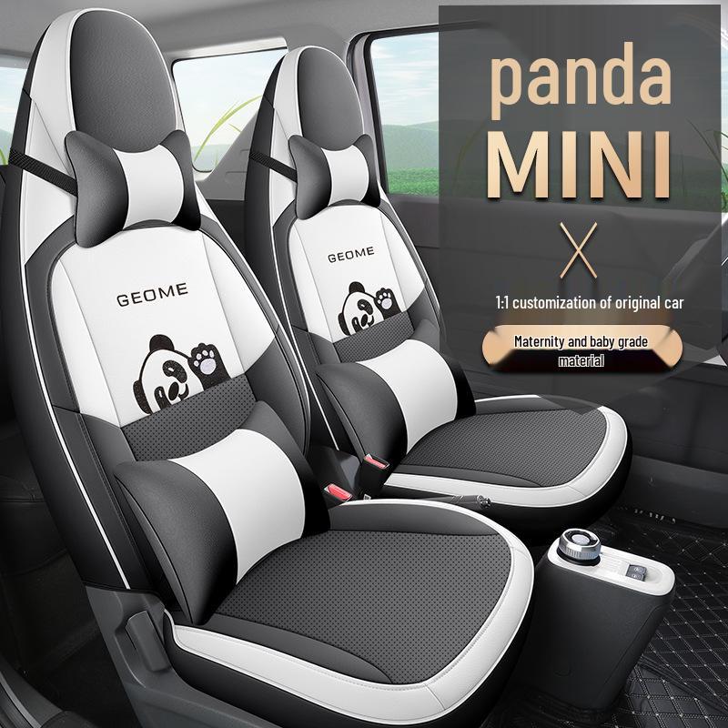 Panda Mini Cartoon Car Seat Cover, Full Wrap, Cute Leather for All Seasons