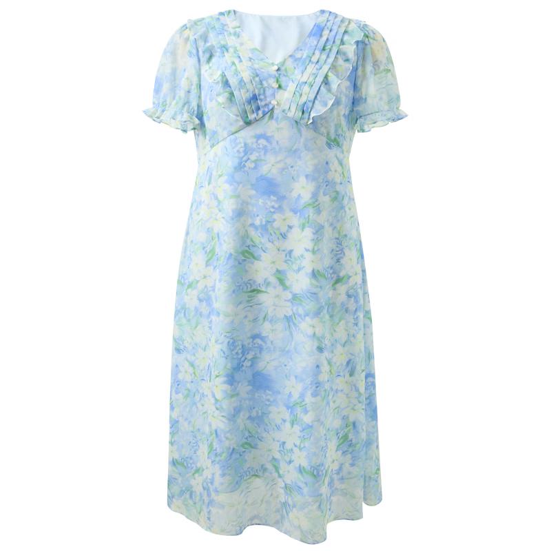 Sancai Plus Size V-Neck Floral Chiffon Maxi Dress XXL