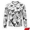 Men Gothic Full Print Skull Skeleton Long Sleeve T Shirt Halloween Punk  Print Y2K Hip Hop Family Matching Casual Fitness Tops